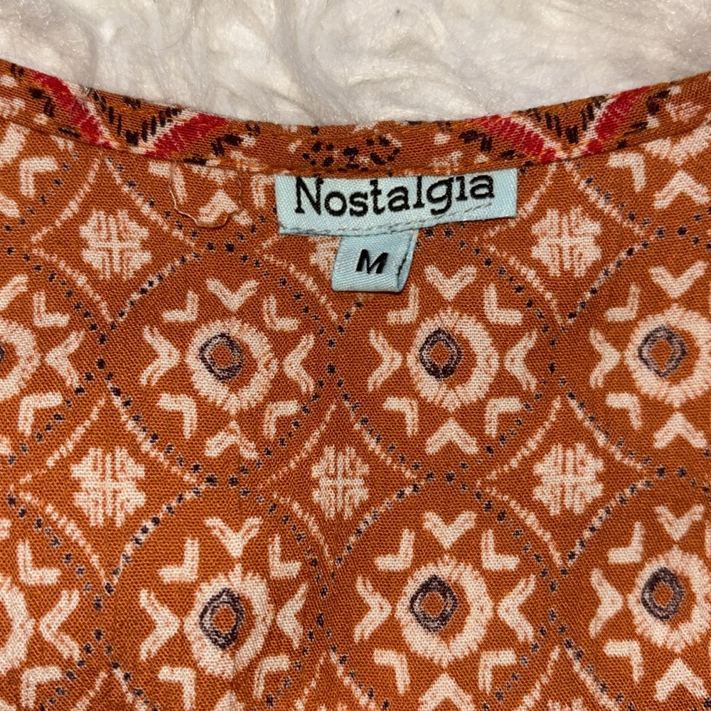 Nostalgia Women’s Printed Boho Mini Orange Dress, Size M - Picture 4 of 15